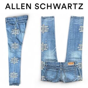 VINTAGE ALLEN B. SOUTHWEST EMBROIDERED LOW RISE STRAIGHT LEG DENIM JEANS